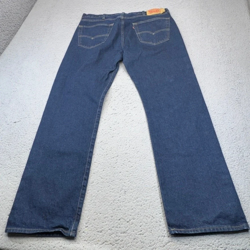 Levis 501 Original Mens‎ 36x30 Blue Dark Wash Stretch Button Fly Jeans 5 Pocket